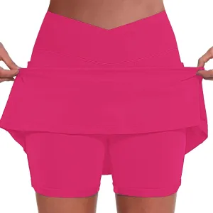 Athletic Skorts for Women High Waist Tummy Control Golf Skorts Pockets Trendy Plus Sized Tennis Skirt with Shorts