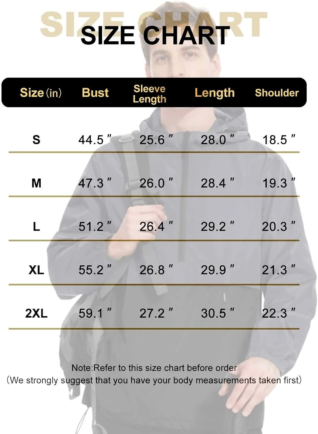 Avoogue Men's Rain Jacket Waterproof Lightweight windbreaker Packable Pullover for Hiking Golf Running