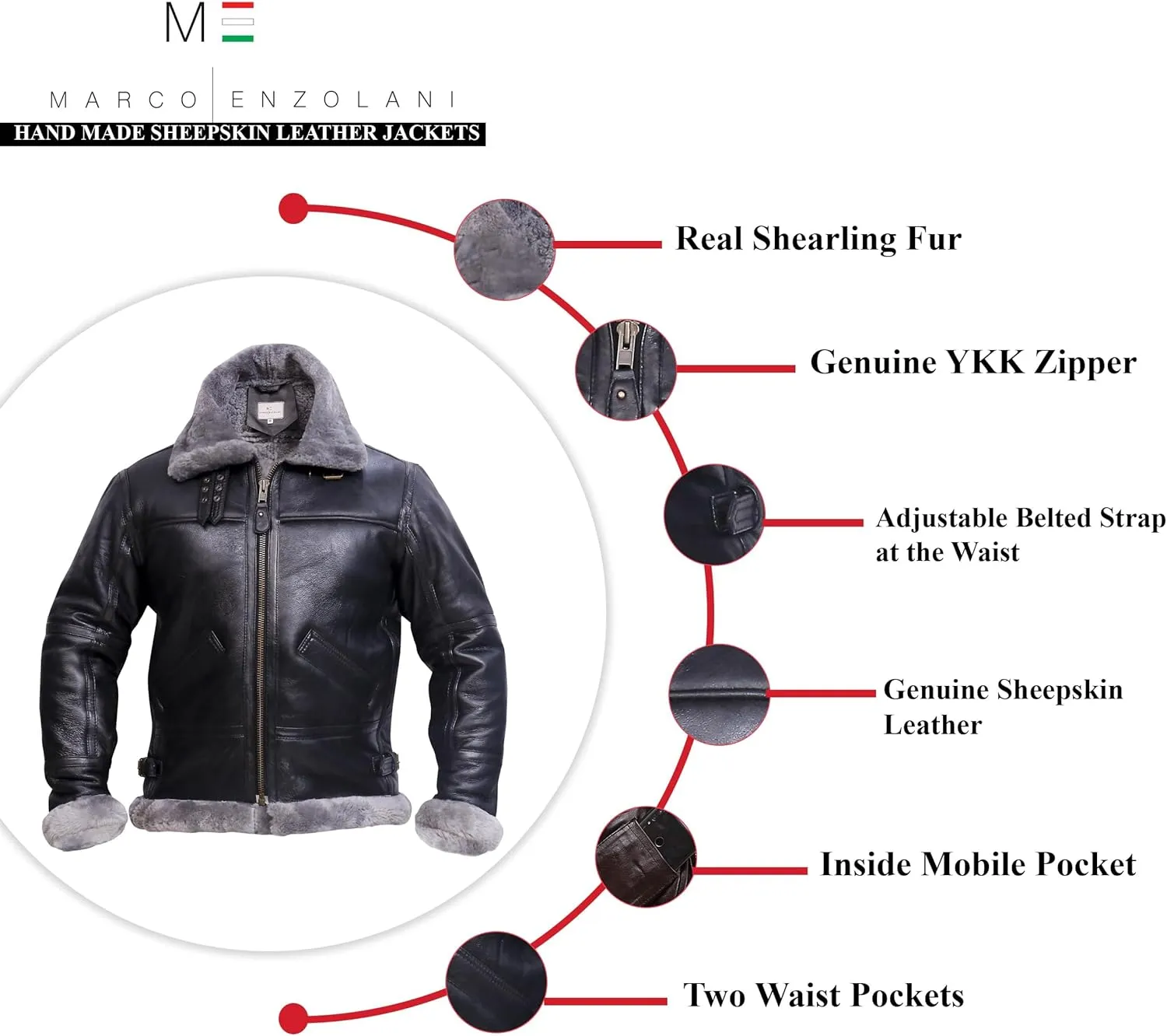 B3 Bomber Jacket Aviator Real Shearling B3 Bomber Jacket Winter Grey
