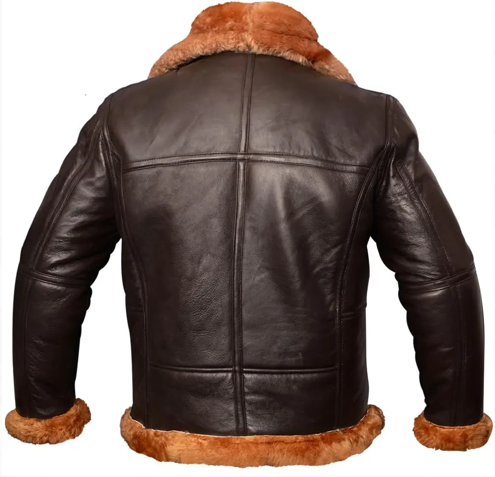 B3 Bomber Jacket - B3 Bomber Jacket Real Shearling Men - RAF Bomber Ginger - Mens Aviator Jacket