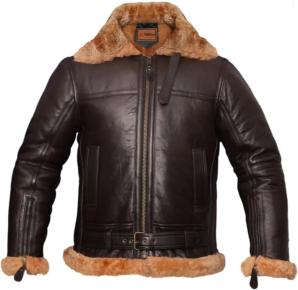 B3 Bomber Jacket - B3 Bomber Jacket Real Shearling Men - RAF Bomber Ginger - Mens Aviator Jacket