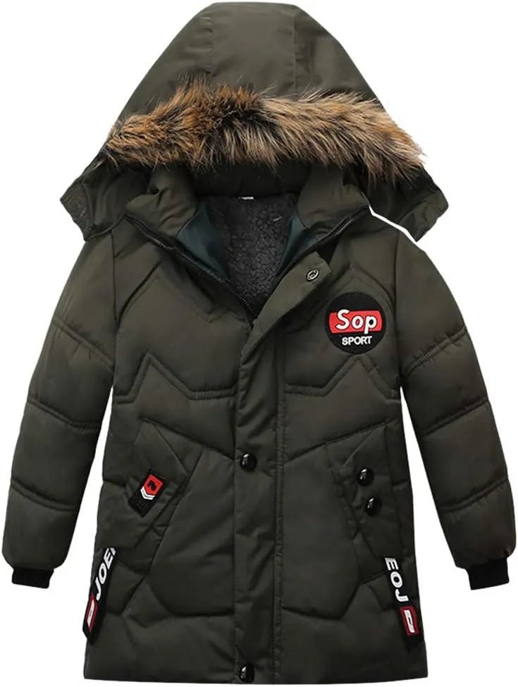 Baby Toddler Boys Winter Clothes Cotton-Padded Jacket Snowsuit Hooded Coat Outerwear for 1-3 Years Old