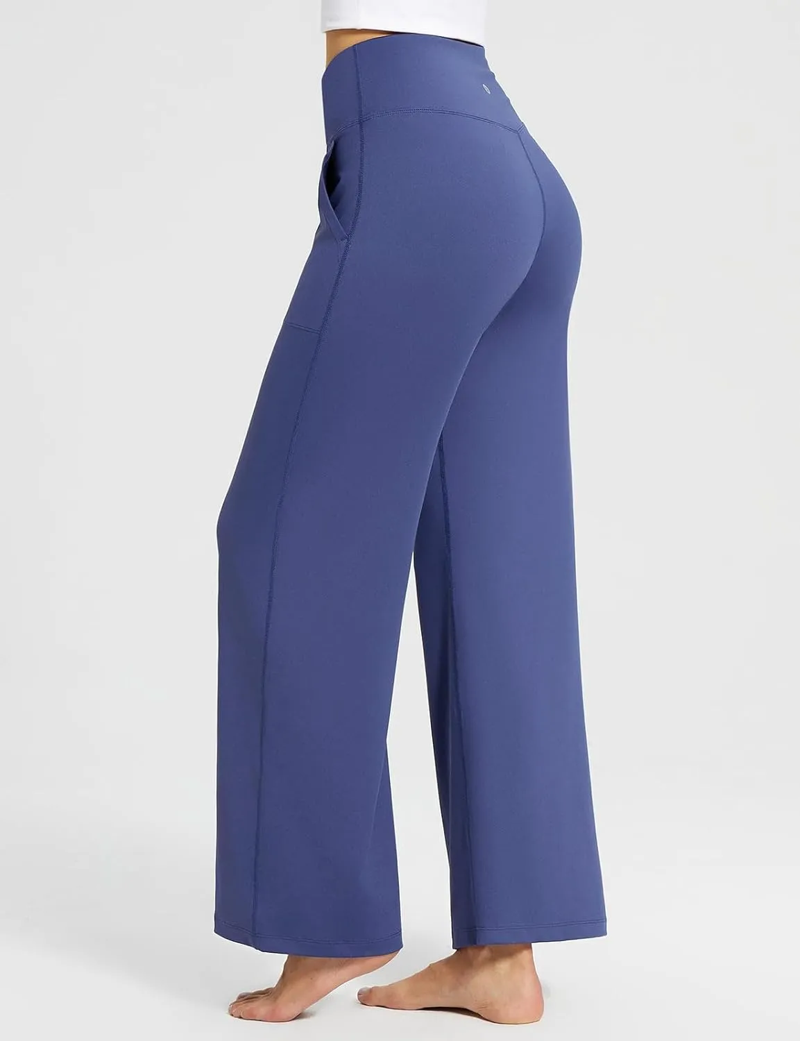 baleaf Womens Wide Leg Dress Pants Stretch High Waist Yoga Pants Casual Slacks Pockets Pull On Travel Petite Plus Size