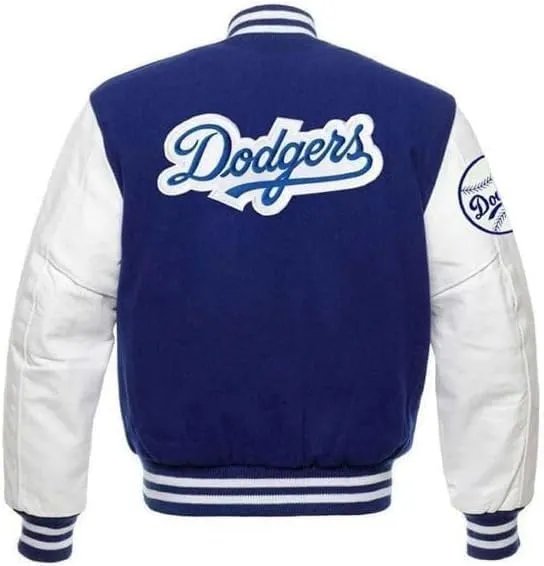 Baseball varsity jacket - LA blue and white letterman jacket for men.
