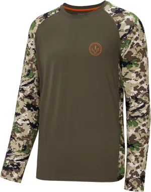BASSDASH Mens Lightweight Camo Hunting Shirt UPF 50  Sun Protection Long Sleeve Hiking Fishing Performance Tee Mesh Panels