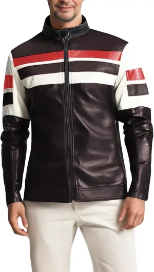 Bengbobar Men's Riding Jackets for Motorcycles Men Leather Biker Motorcycle Biker Waterproof Military Tops Full Zip Fall Coat