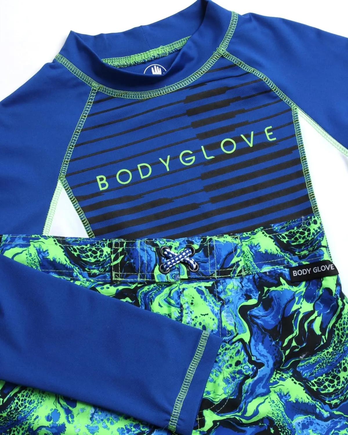 Body Glove Boys' Rash Guard Swim Set - 2 Piece UPF 50  Swim Shirt and Bathing Suit Trunk for Boys (4-12)