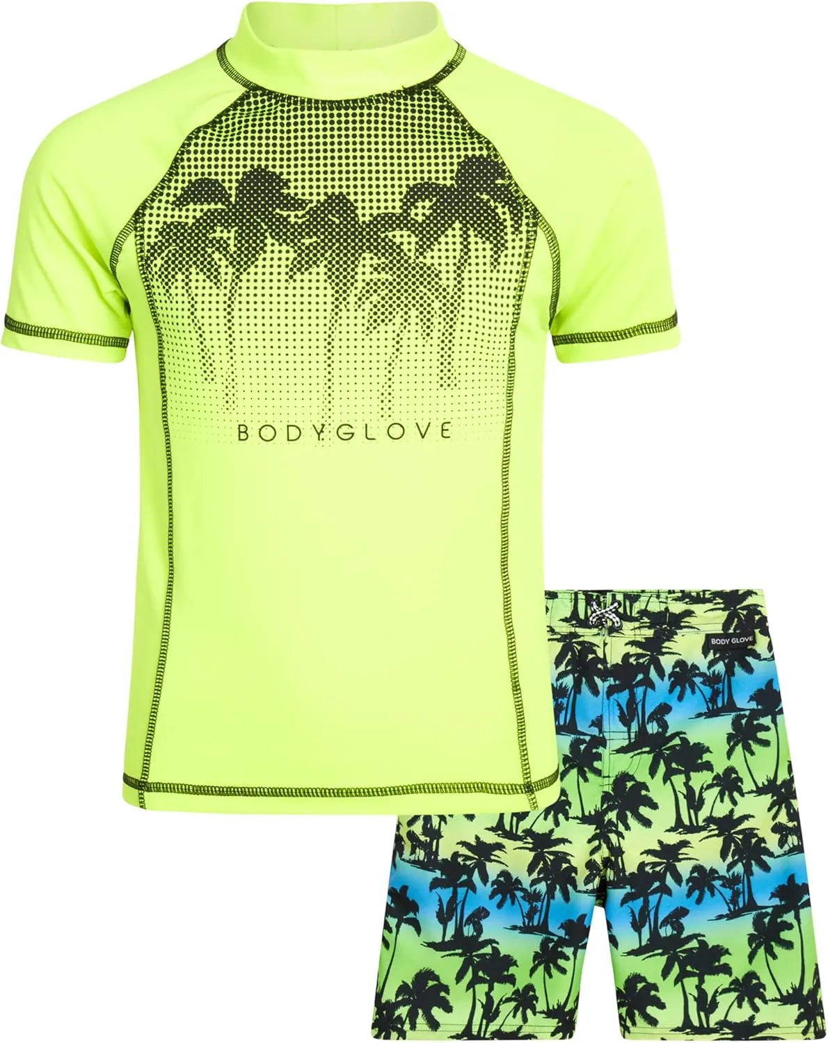 Body Glove Boys' Rash Guard Swim Set - 2 Piece UPF 50  Swim Shirt and Bathing Suit Trunk for Boys (4-12)