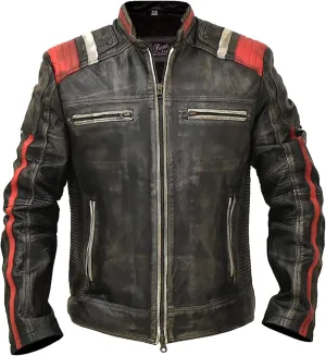 Cafe Racer Jacket Vintage jacket Locomotive Classic Biker Motorcycle Real Leather Jacket For Men