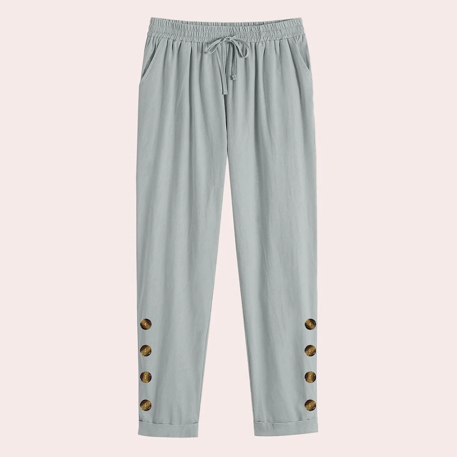 Casual Women's Pants Loose Cotton Linen 2025 Summer Beach Long Trouser Comfy Palazzo High Waisted Slack 2025 Trendy