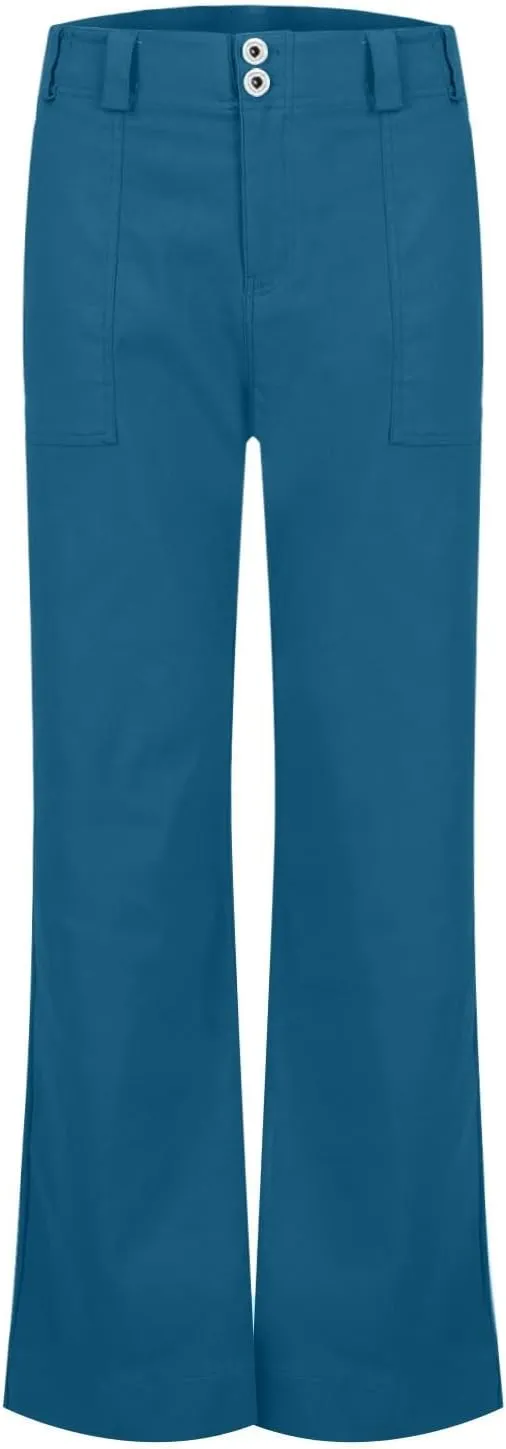 Causal Wide Leg Pants for Women Y2K Stretch Twill High Waisted Chino Pants Comfy Slim Fit Dress Pants with Pockets