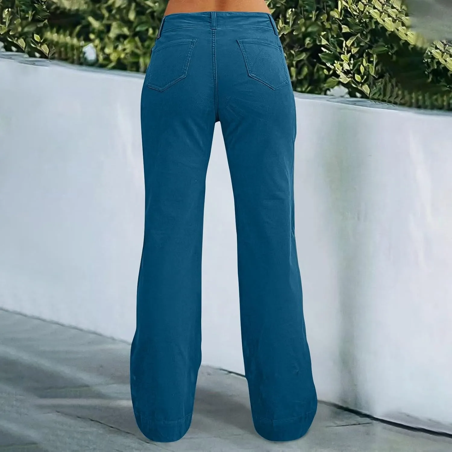 Causal Wide Leg Pants for Women Y2K Stretch Twill High Waisted Chino Pants Comfy Slim Fit Dress Pants with Pockets