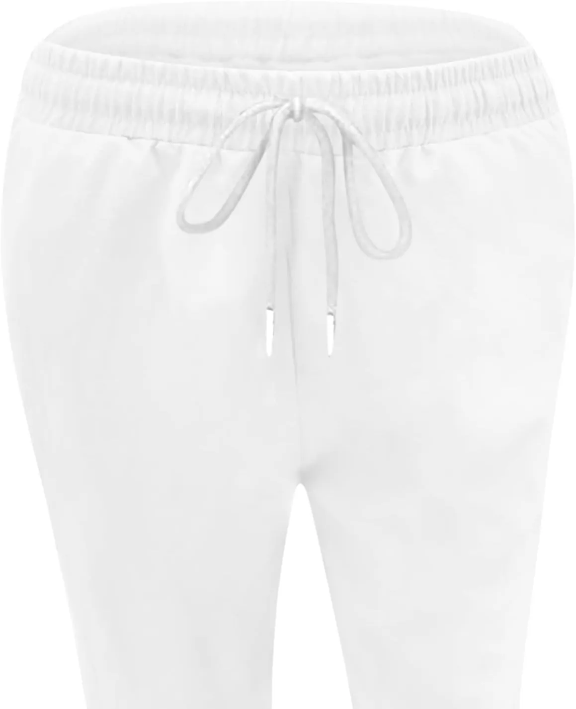 Ceboyel Womens Solid Drawstring Linen Pants Elastic Casual Sweatpants Ankle Length Jogger Straight Leg Trendy Trouser Outfits