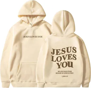 Christian Faith Hoodies Jesus Loves You Sweatshirts Religious God Pullover Oversized Casual Man Woman Tops Shirts