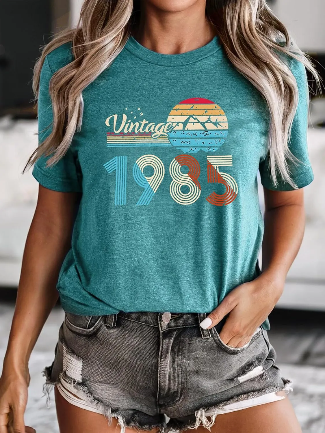 Chulianyouhuo 40th Birthday Gift Women Vintage 1985 T Shirt Letter Print Birthday Party Tops Casual Short Sleeve Tees