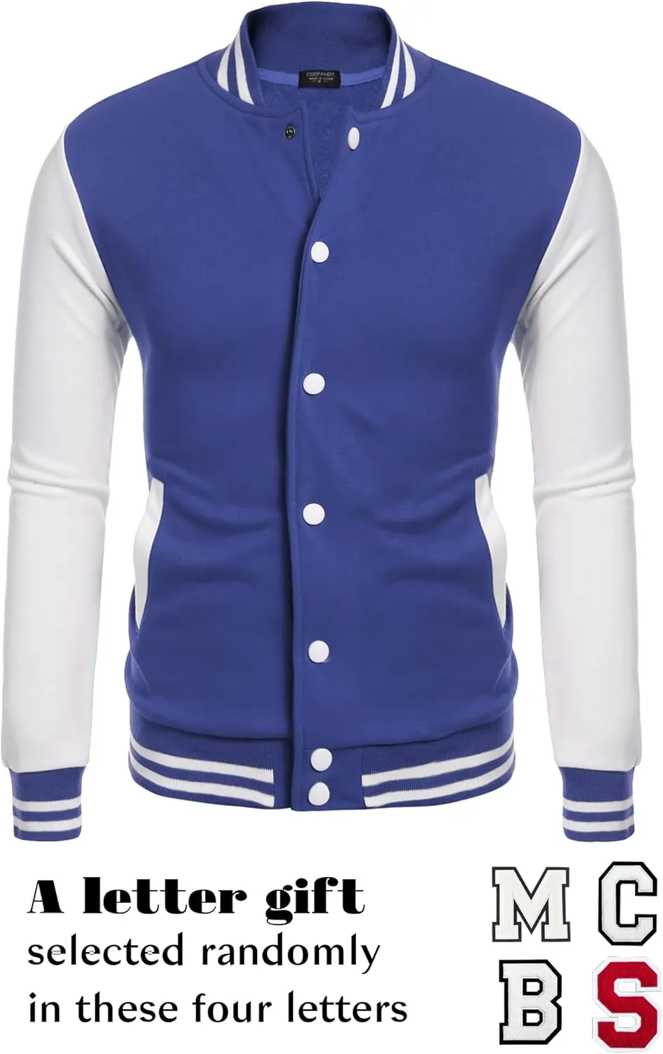 COOFANDY Men's Fashion Varsity Jacket Causal Slim Fit Cotton Letterman Baseball Bomber Jackets