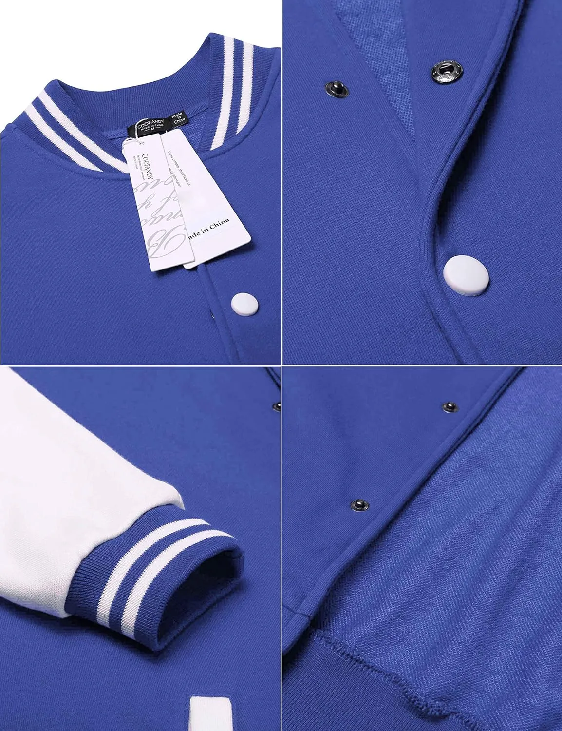 COOFANDY Men's Fashion Varsity Jacket Causal Slim Fit Cotton Letterman Baseball Bomber Jackets