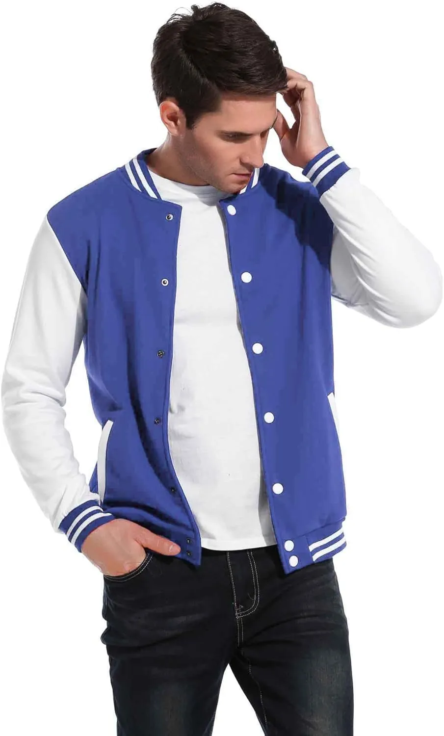 COOFANDY Men's Fashion Varsity Jacket Causal Slim Fit Cotton Letterman Baseball Bomber Jackets