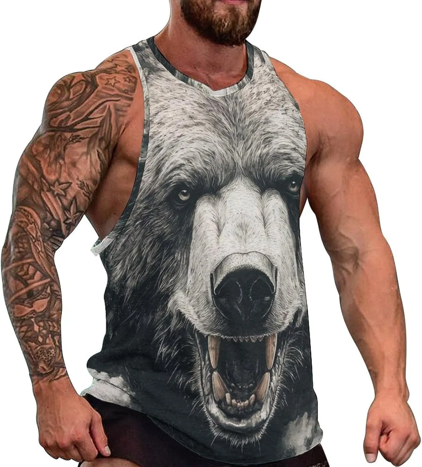 Cool Animals Print Tank Tops for Men Workout Muscle Novelty Funny Loose Fit Summer Casual Mens Sleeveless Tee Shirts
