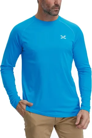 Corna Men's Long Sleeve Crew Neck T-Shirt Moisture Wicking Performance Athletic Shirts Quick Dry UPF 50 