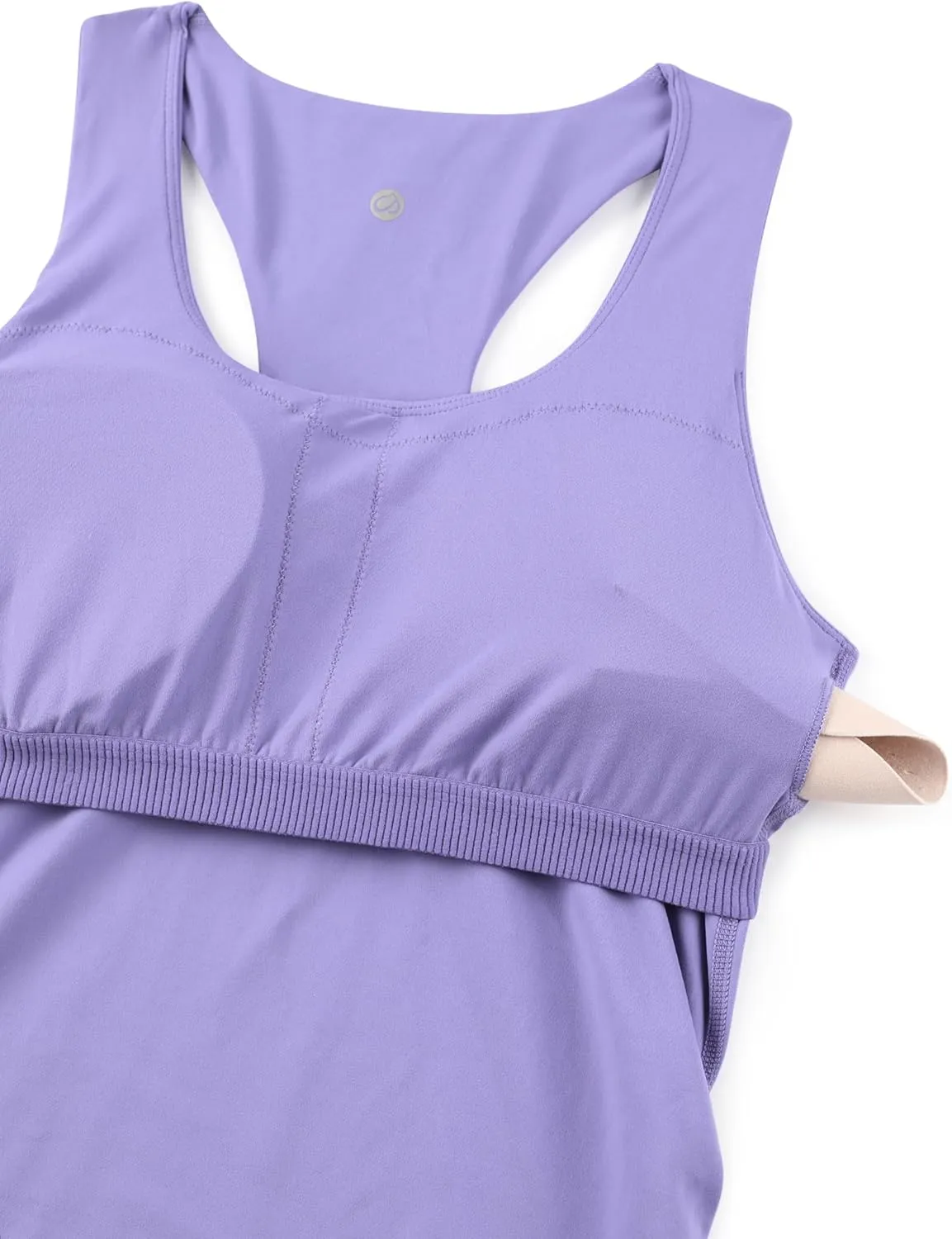 CRZ YOGA Butterluxe Womens Racerback Maternity Tank Tops Ruched Sleeveless Pregnancy Yoga Tee with Built in Bra Workout Shirt