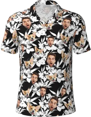 Custom Polo Shirts for Men Funny Face Print Quick Dry Short Sleeve Breathable Shirt