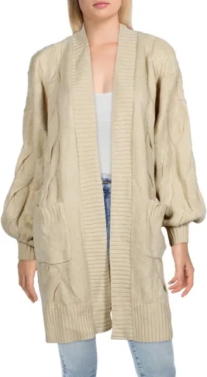 Danielle Bernstein Womens Oversized Long Cardigan Sweater Tan XS