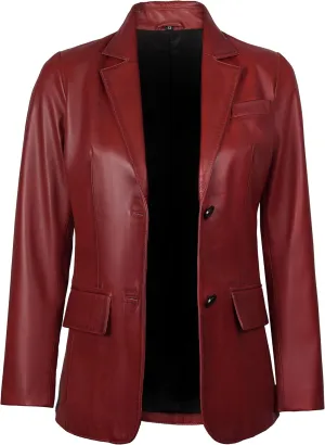 Decrum Leather Blazer Women - Real Lambskin Casual Womens Leather Jackets