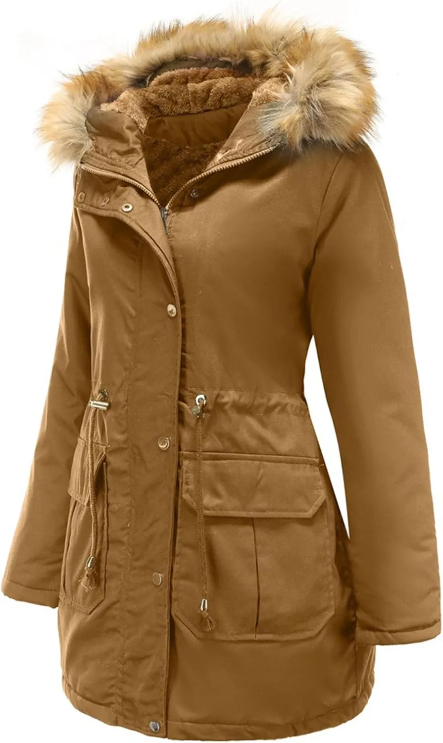 DGHM-JLMY 1/2 Pack Womens Stylish Winter Coats Fashion Solid Fall Hooded Warm Padded Cotton Coat Thick Fleece Lined Parka
