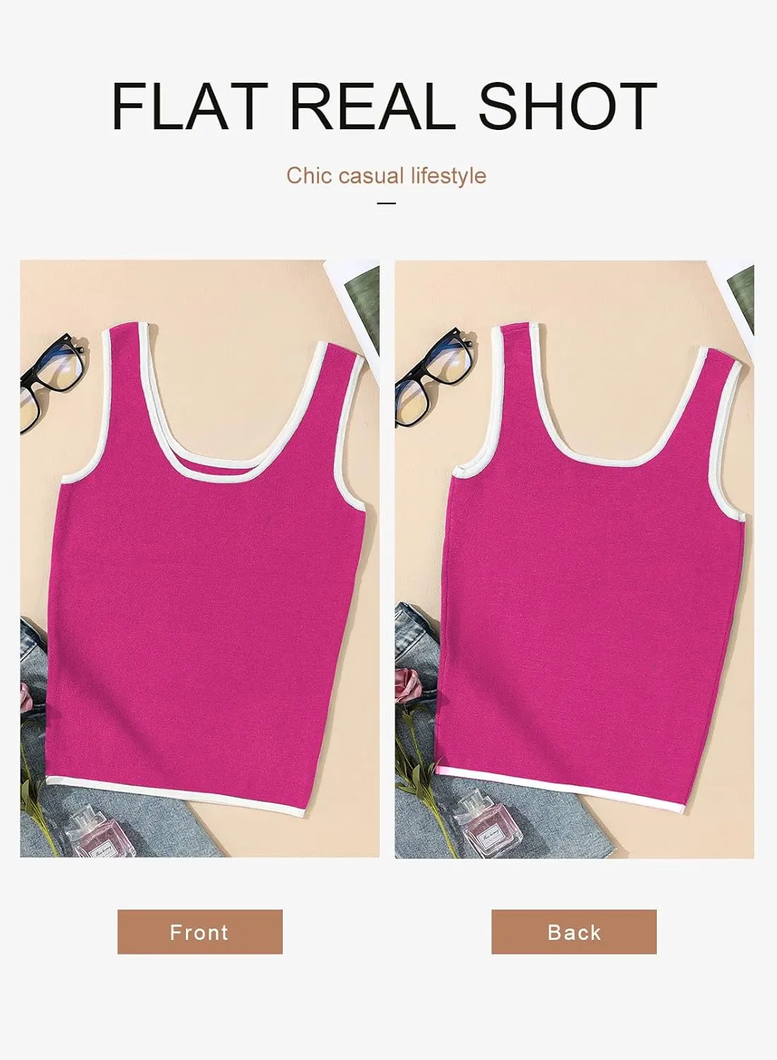 Dokotoo Womens Tank Tops 2025 Summer Casual Sleeveless Scoop Neck Ribbed Knit Color Block Slim Fitted Cami Tee Shirts