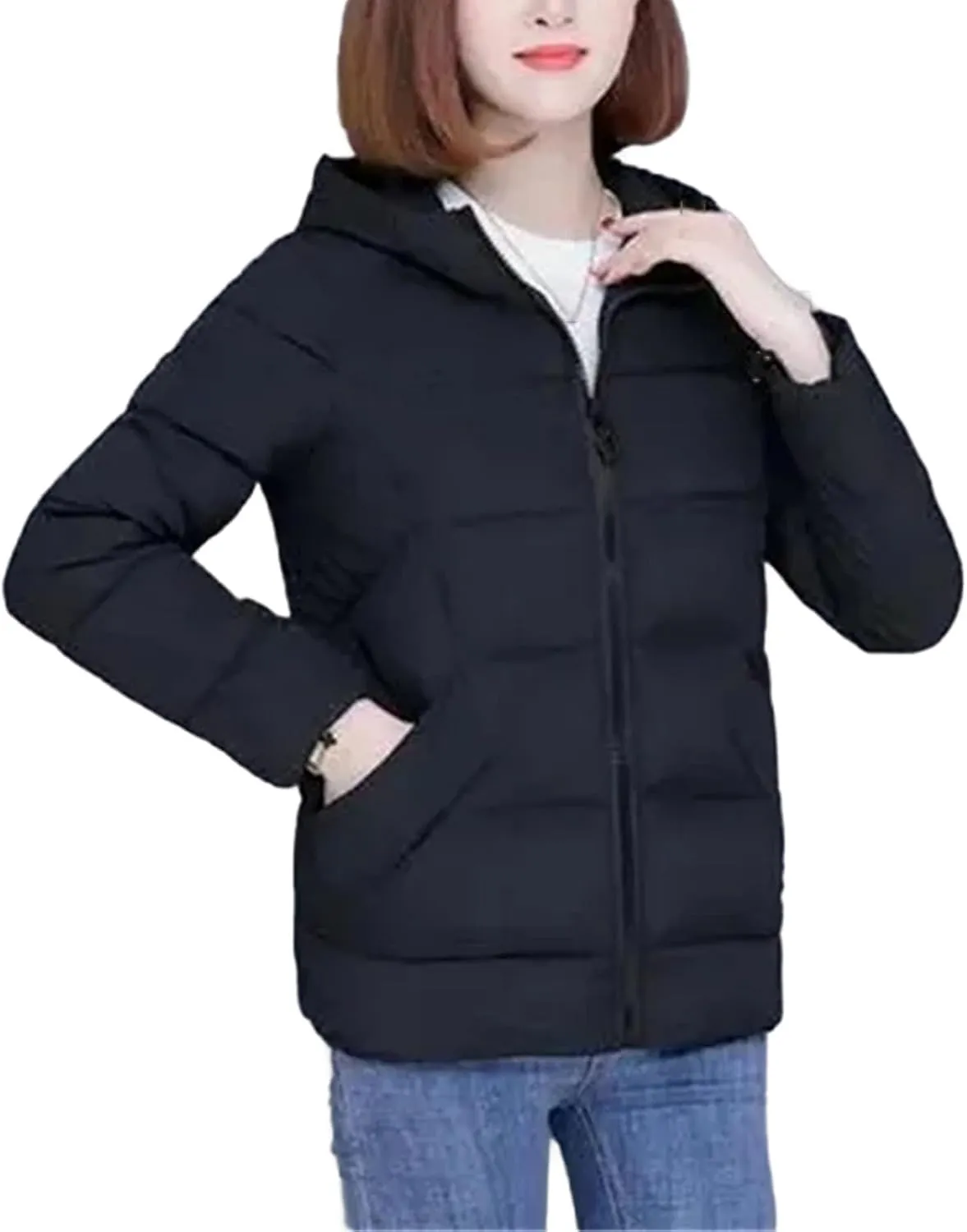Down Cotton Jacket Women's Coat Lightweight Padded Jacket Padded Jacket Hooded Outwear