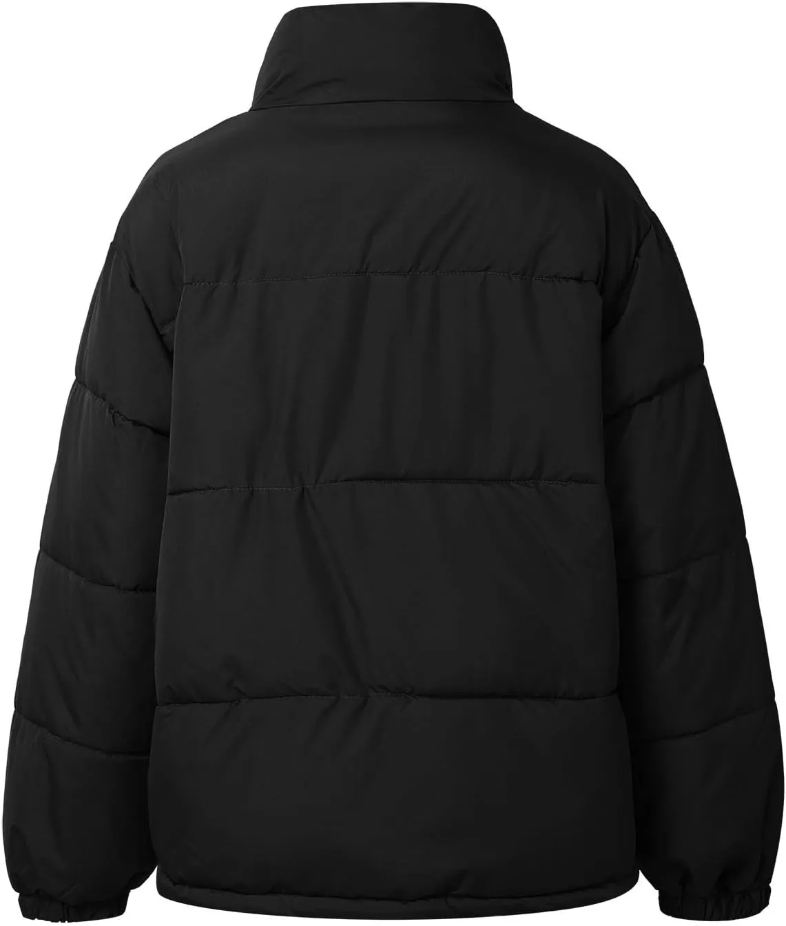Down Jackets for Women Winter Solid Color Long Sleeve Stand Collar Padded Jacket Loose Fit Lightweight Warm Coats