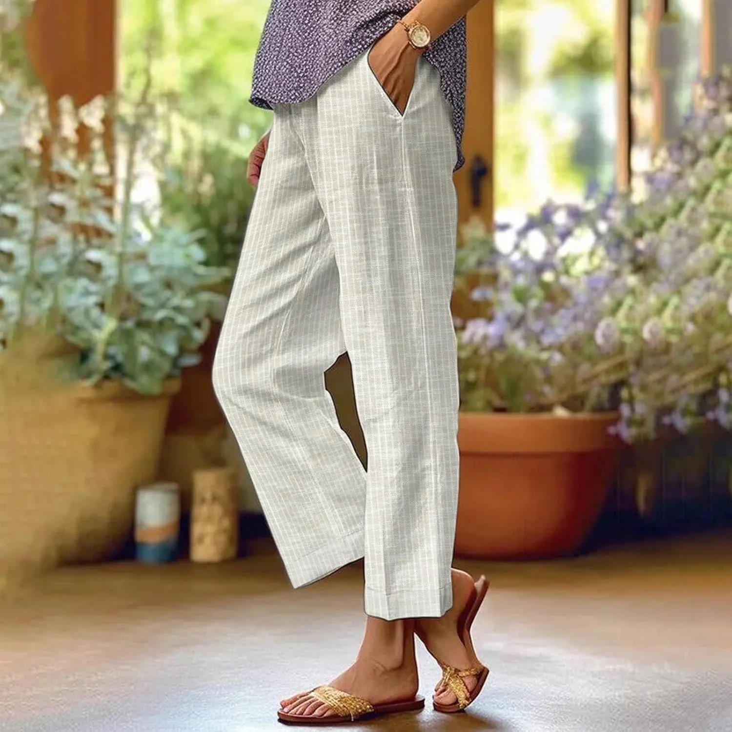Dress Pants Women Waist Crop Pants Plus Size Straight Leg Slack Casual Trouser with Pocket Cute Outfits for Women