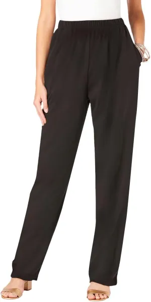 Elastic Waist Pants for Women High Waisted Casual Pants Linen Office Work Stretchy Tapered Lounge with Pockets
