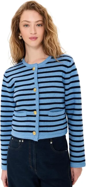 English Factory Women's Knit Striped Sweater Cardigan