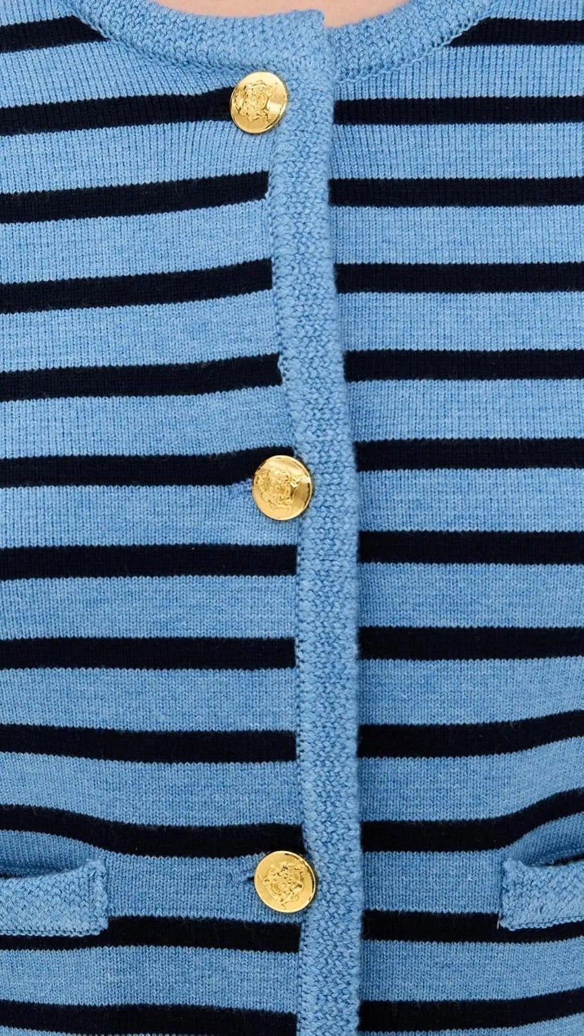 English Factory Women's Knit Striped Sweater Cardigan