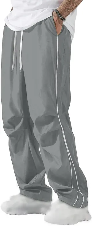 evzosrz Men's Parachute Sweatpants Y2k Summer Side Stripes Baggy Track Pants 2025 Casual Quick Dry Sports Trousers Streetwear