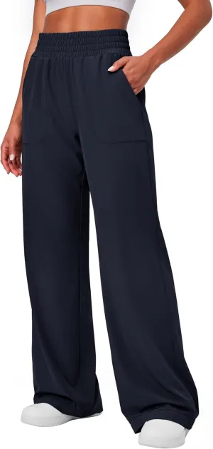 Ewedoos Wide Leg Pants Woman Lightweight Sweatpants Travel Track Work Yoga Dress Pants High Waisted with Pockets Casual