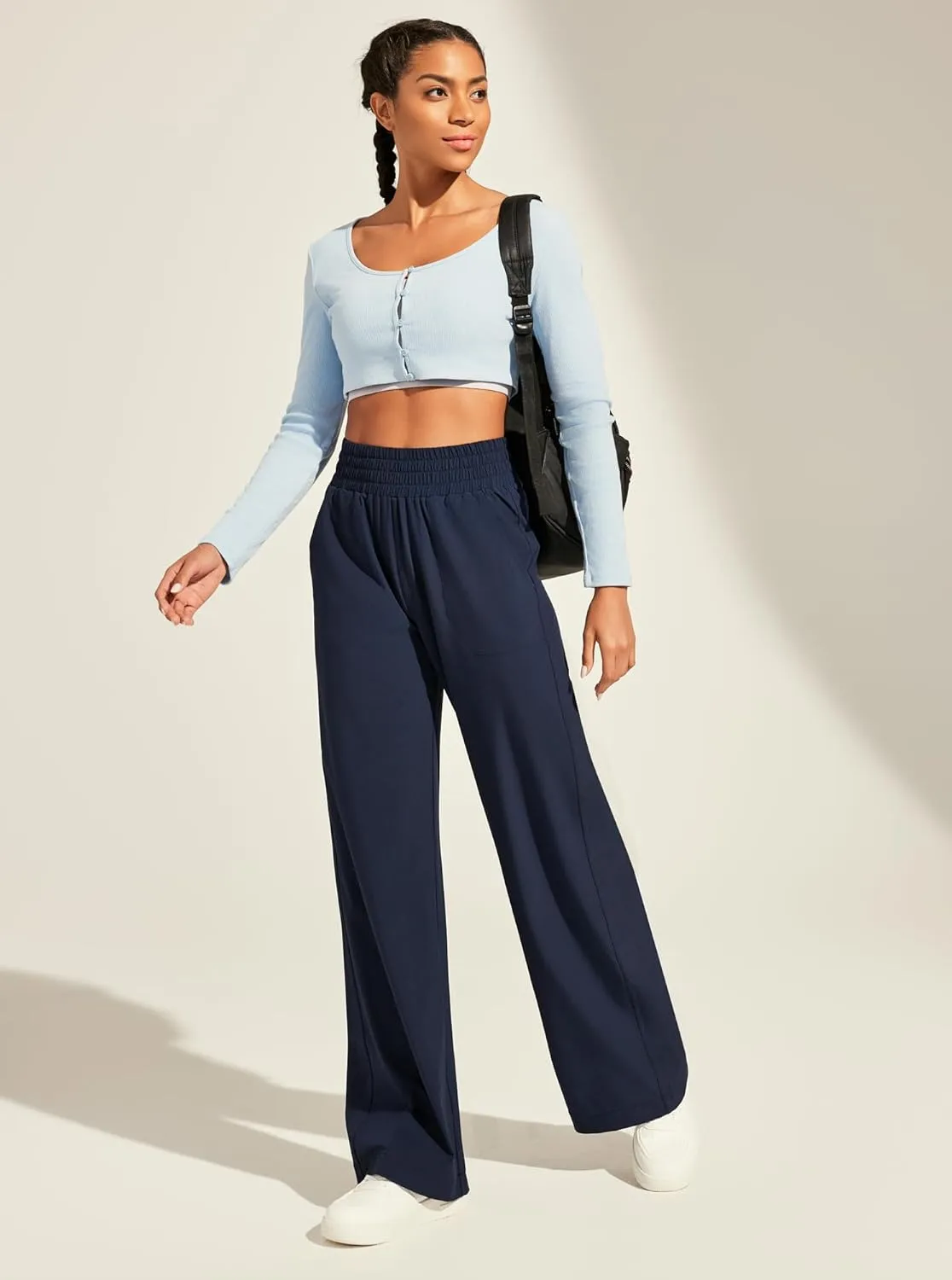 Ewedoos Wide Leg Pants Woman Lightweight Sweatpants Travel Track Work Yoga Dress Pants High Waisted with Pockets Casual