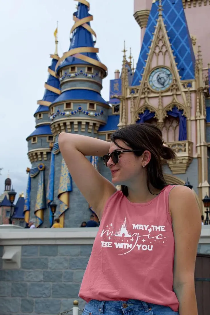 FASHGL Magic Kingdom Tank Top for Women May The Magic Be with You Tank Tops Summer Vacation Sleeveless Graphic Tee Shirt