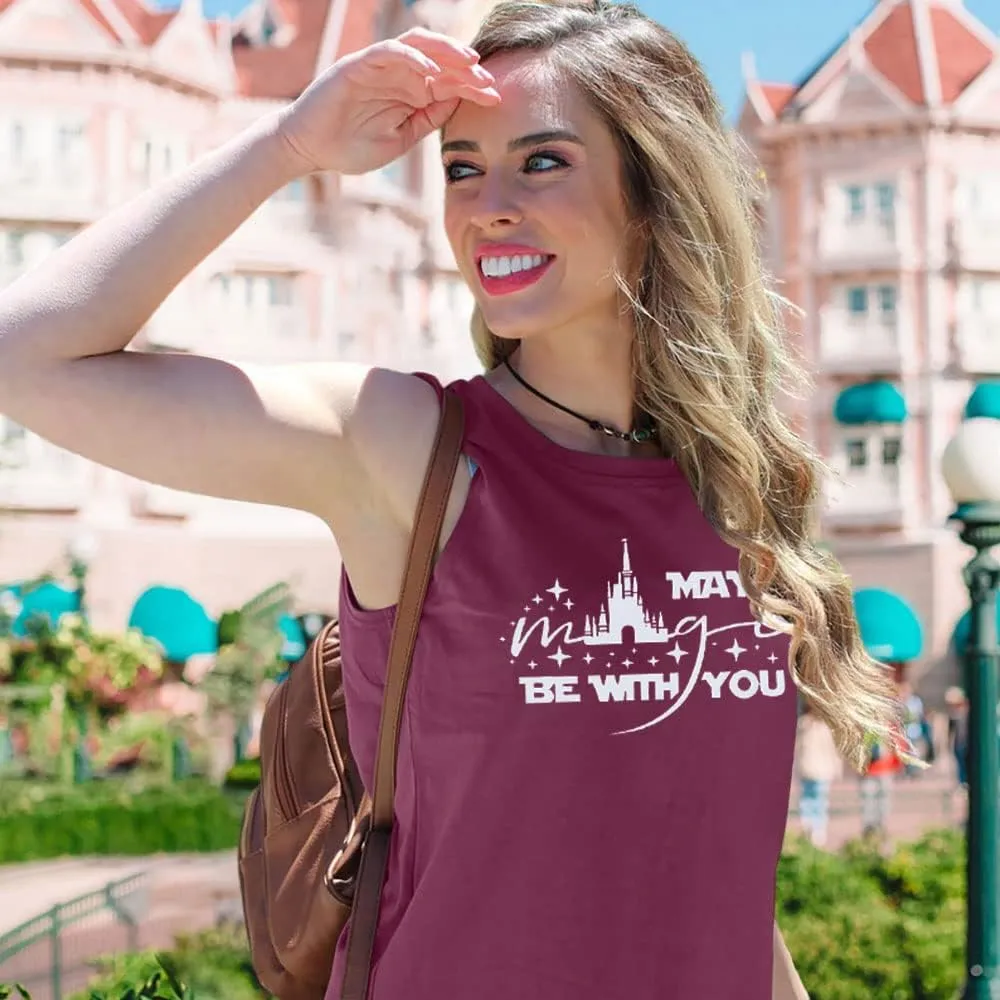 FASHGL Magic Kingdom Tank Top for Women May The Magic Be with You Tank Tops Summer Vacation Sleeveless Graphic Tee Shirt