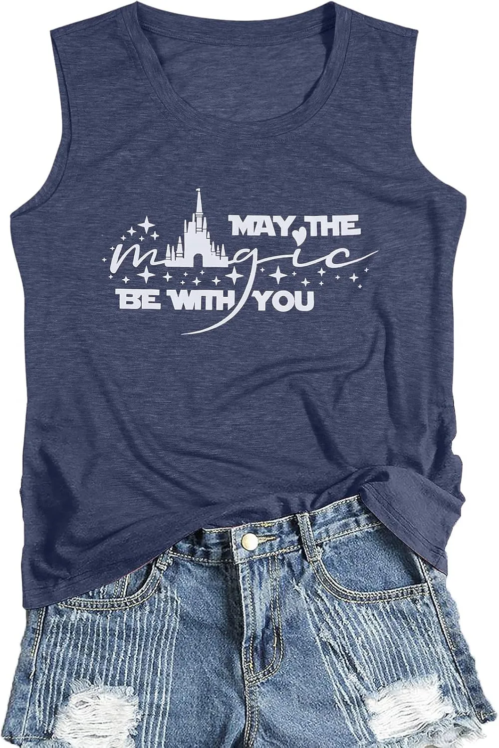 FASHGL Magic Kingdom Tank Top for Women May The Magic Be with You Tank Tops Summer Vacation Sleeveless Graphic Tee Shirt