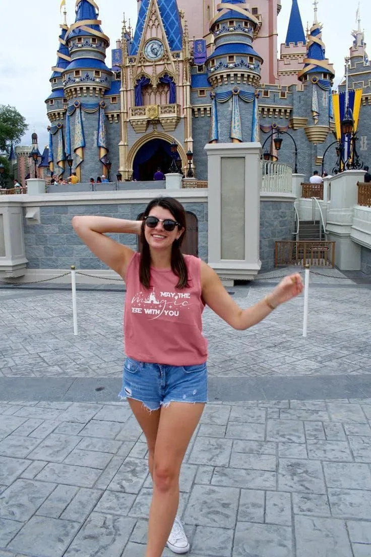 FASHGL Magic Kingdom Tank Top for Women May The Magic Be with You Tank Tops Summer Vacation Sleeveless Graphic Tee Shirt