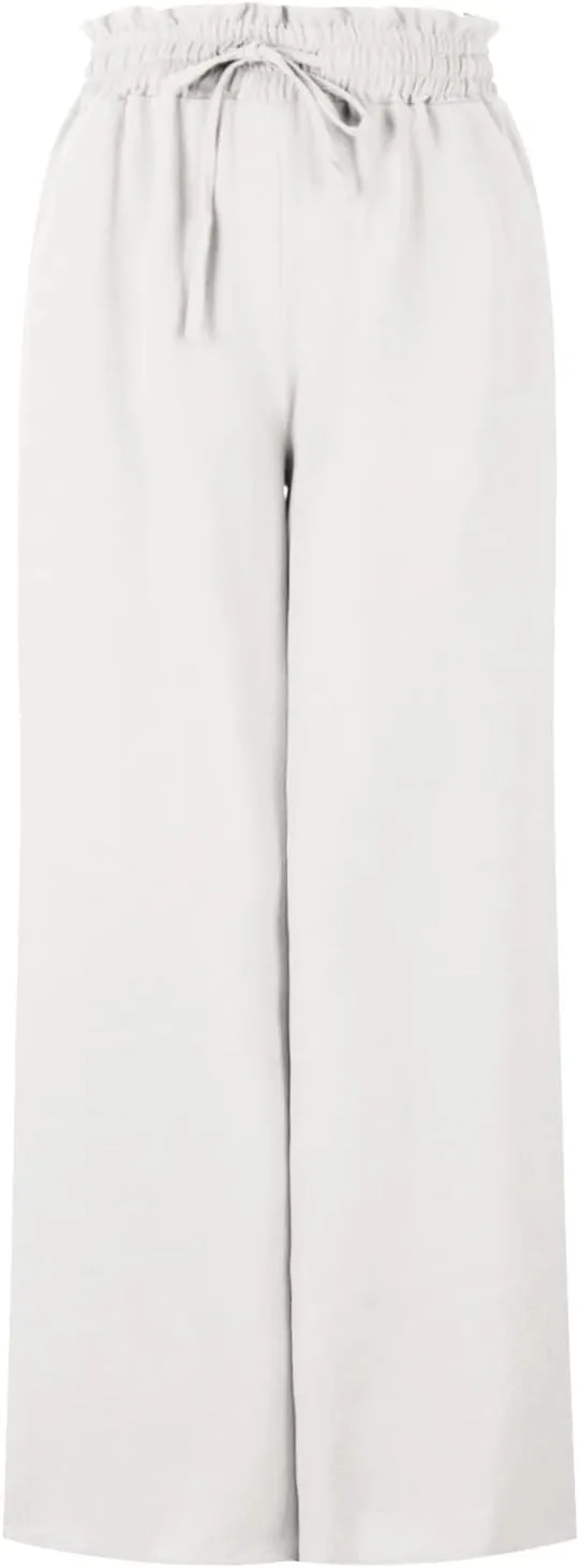 Flowy Wide Leg Pants for Women Ladies Elastic High Waist Palazzo Pants Solid Casual Beach Trousers Pocket Long Pant