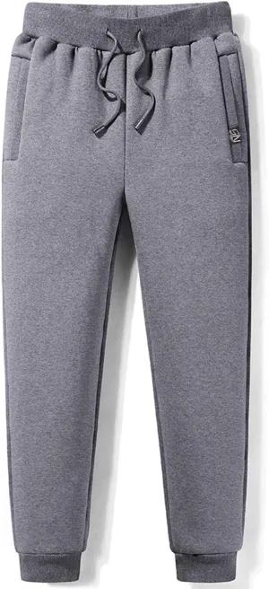 Flygo Men's Warm Fleece Sherpa Lined Sweatpants Drawstring Jogger Harem Pants