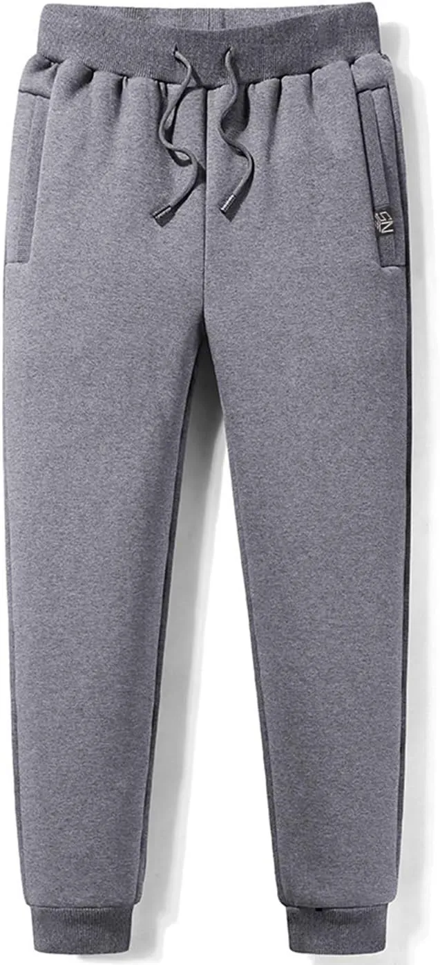 Flygo Men's Warm Fleece Sherpa Lined Sweatpants Drawstring Jogger Harem Pants