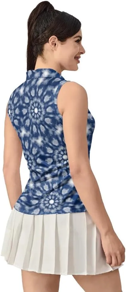 Funny Sleeveless Golf Polo for Women Sleeveless Quick Dry Polo Shirts Ladies Golf Shirts Golf Outfits for Women