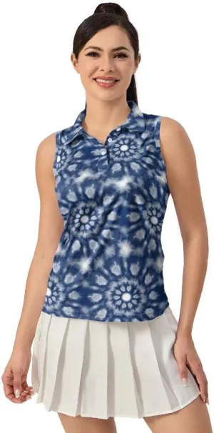 Funny Sleeveless Golf Polo for Women Sleeveless Quick Dry Polo Shirts Ladies Golf Shirts Golf Outfits for Women