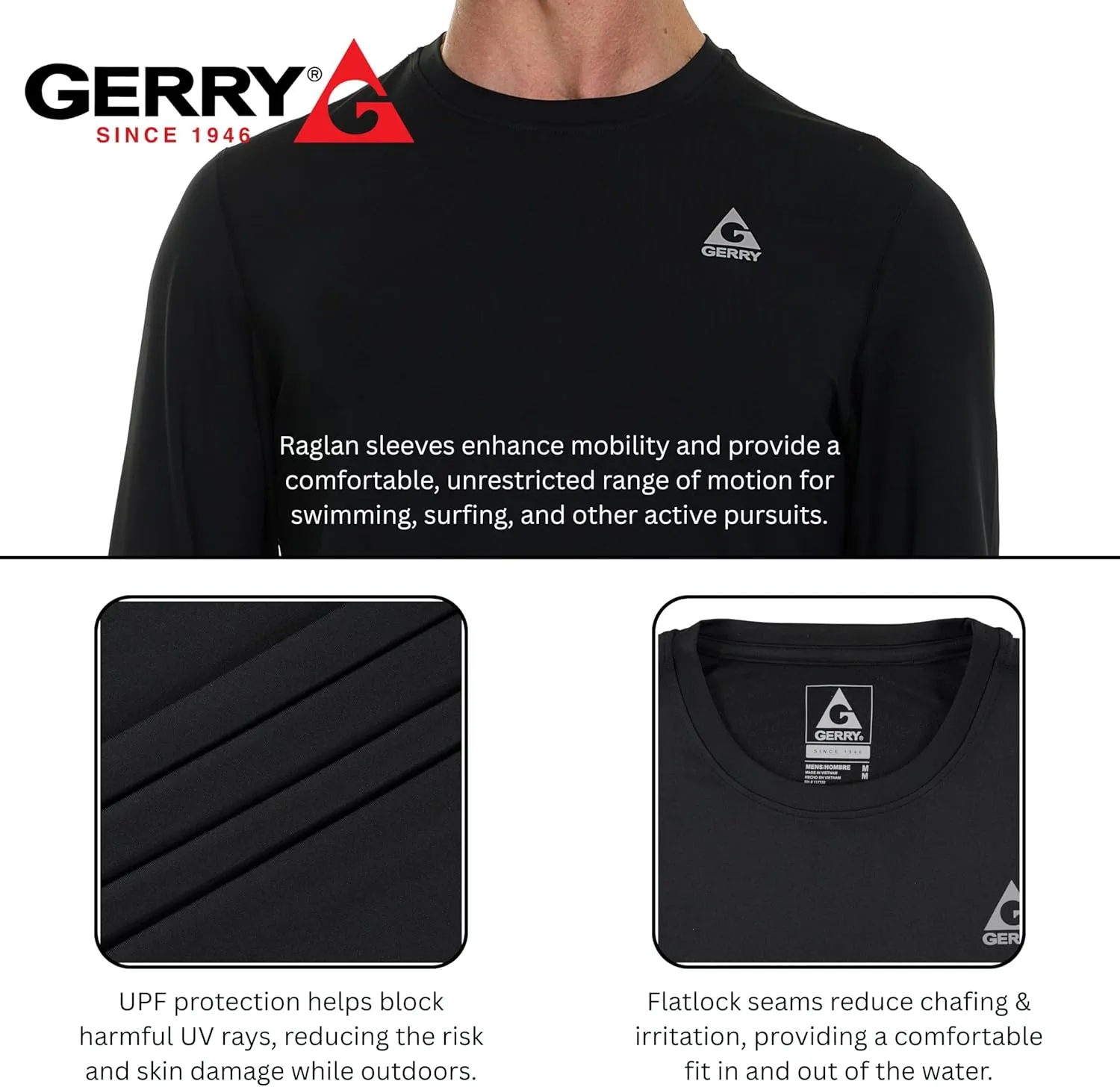 Gerry Rash Guard for Men, Long Sleeve Mens Swim Shirt, Fishing Hiking UPF  50 UV Protection