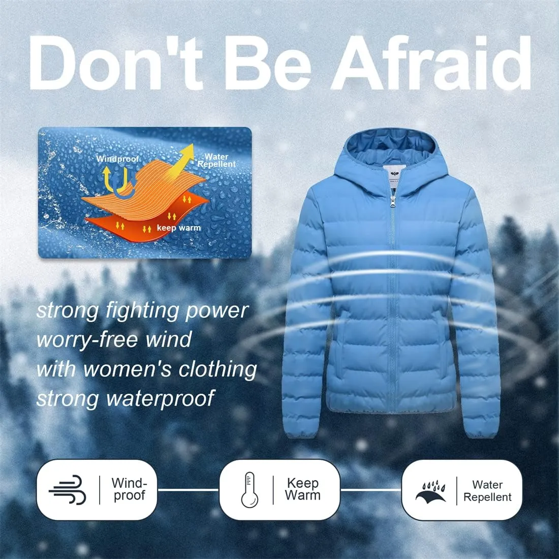 GGleaf Women's Hooded Packable Ultra Light Coat Warm Short Puffer Jacket